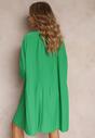 Zielona Plisowana Sukienka Mini z Długimi Rękawami Oversize Ticini
