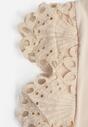 Jasnobeżowy Top z Bawełny z Ozdobną Koronką  Adexis