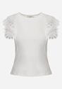 Biały Top z Bawełny z Ozdobną Koronką  Adexis