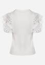 Biały Top z Bawełny z Ozdobną Koronką  Adexis