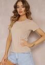 Beżowy Bawełniany T-shirt Melinthe