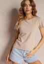 Beżowy Bawełniany T-shirt Melinthe
