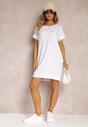 Biała Bawełniana Sukienka T-shirt Mini o Oversizowym Fasonie Charlea