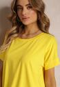 Żółta Bawełniana Sukienka T-shirt Mini o Oversizowym Fasonie Charlea