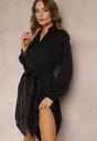 Rochie Cămașă Neagră Mini Bumbac Zenata