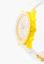 Żółto-Biały Zegarek z Paskiem na Rzep i Okrągłą Tarczą Femena