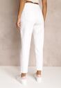 Białe Jeansy Mom Fit High Waist z Dziurami Daisylee