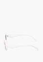 Białe Prostokątne Okulary Przeciwsłoneczne z Ozdobnymi Nausznikami Veesha