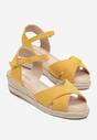 Żółte Sandały na Koturnie z Plecionki z Juty Zarahi
