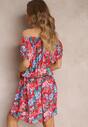 Rochie Mini din Viscoză Roșie cu Imprimeu Floral Decolteu Spaniol și Elastic în Talie Selecia