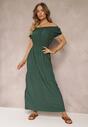 Rochie Verde Închis Cloș Yolaphne Tip Carmen