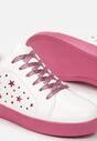 Biało-Różowe Sneakersy Sznurowane na Grubej Podeszwie Nensa
