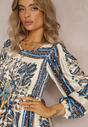 Granatowo-Beżowa Rozkloszowana Sukienka Maxi w Stylu Boho z Gumką w Pasie Elenetha