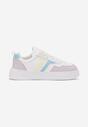 Sneakers Alb-Violet cu Talpă Plată și Cusături Colorate Niomie