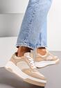 Sneakers Bej Închis cu Șireturi pe Talpă Groasă Ainne