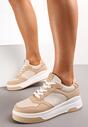 Sneakers Bej Închis cu Șireturi pe Talpă Groasă Ainne