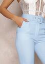 Pantaloni albaștri din material cu talie înaltă și curea Pylisa