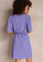 Fioletowa Sukienka Kopertowa z Wiązaniem Fadumo
