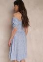 Niebieska Sukienka Midi o Fasonie Bawełnianej Hiszpanki Nairo