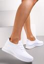 Białe Płaskie Buty Sportowe Wsuwane z Dodatkowym Sznurowaniem Alectonia