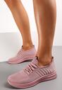 Różowe Płaskie Buty Sportowe Wsuwane z Dodatkowym Sznurowaniem Alectonia