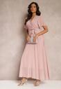 Rochie Roz Pliuri Decolteu Petrecut Elastic Talie Dimitris