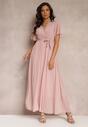 Rochie Roz Pliuri Decolteu Petrecut Elastic Talie Dimitris