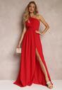Czerwona Asymetryczna Sukienka Na Jedno Ramię z Rozcięciem na Dole Xionia