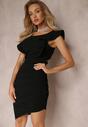 Rochie Neagră Strâmtă Asimetrică Siboa