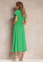 Zielona Rozkloszowana Sukienka Maxi z Wycięciem Ahina