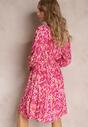 Rochie Midi Fucsia tip Creion cu Curea și Fir Metalic Armellia