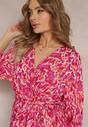 Rochie Midi Fucsia tip Creion cu Curea și Fir Metalic Armellia