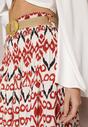 Czerwona Wiskozowa Spódnica Maxi z Paskiem z Klamerką i Cienkimi Gumkami w Talii Gama