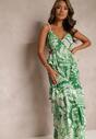 Zielona Rozkloszowana Sukienka z Falbankami na Ramiączkach Nakayla