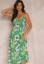 Rochie Verde Clos cu Bretele cu Elastic in Talie Laverni