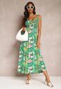Rochie Verde Clos cu Bretele cu Elastic in Talie Laverni