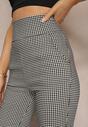 Biało-Czarne Spodnie Typu Skinny High Waist w Pepitkę Rivanes