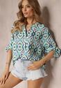 Niebiesko-Miętowa Bluzka w Fantazyjny Print Klothilde