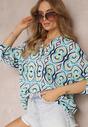 Niebiesko-Miętowa Bluzka w Fantazyjny Print Klothilde