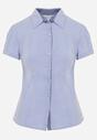 Jasnoniebieska Gładka Koszula z Krótkimi Rękawami i Kołnierzem Hollitta