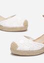 Białe Koronkowe Sandały na Koturnie z Plecionki Welina
