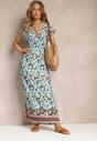 Jasnoniebieska Rozkloszowana Sukienka Maxi z Printem Paisley z Gumką w Pasie Zoenia