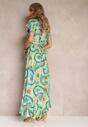 Rochie maxi verde tip creion cu curea din material și elastic în talie din bumbac Alyn