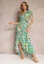 Rochie maxi verde tip creion cu curea din material și elastic în talie din bumbac Alyn