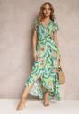 Rochie maxi verde tip creion cu curea din material și elastic în talie din bumbac Alyn