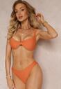 Pomarańczowe Gładkie Bikini na Ramiączkach z Regulacją Luciesa
