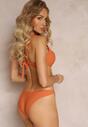 Pomarańczowe Gładkie Bikini na Ramiączkach z Regulacją Luciesa