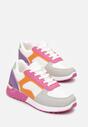 Biało-Różowe Sneakersy z Kolorowymi i Metalicznymi Wstawkami Amasato