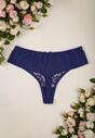 Granatowe Majtki o Fasonie Stringów z Subtelną Koronką Tihan