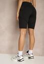Czarne Szorty Kolarki High Waist Ozdobione Napisem Firmoi